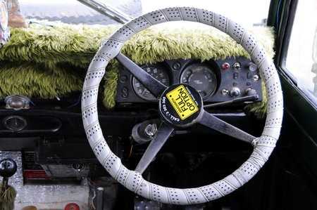 Steering wheel travel jeep in the Yala national Park.