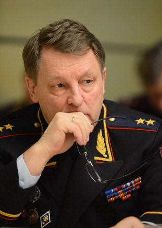 The chief of security of traffic of the Ministry of internal Affairs of Russia the General-the Lieutenant of police Victor Nilov.のeditorial素材