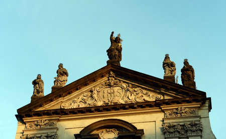 Clementinum - Sculpture over the entrance of buildings in Pragueのeditorial素材