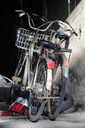 Bicycles at the house on the island of Sri Lanka.のeditorial素材
