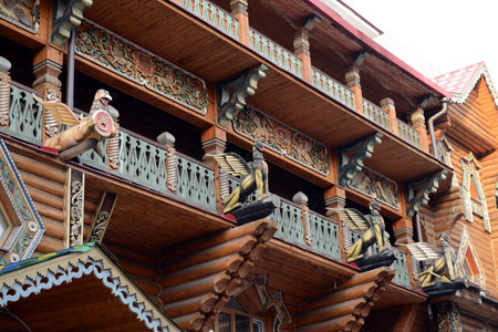 A fragment of decoration of the Palace of the Russian meal at Izmailovo Kremlin.のeditorial素材