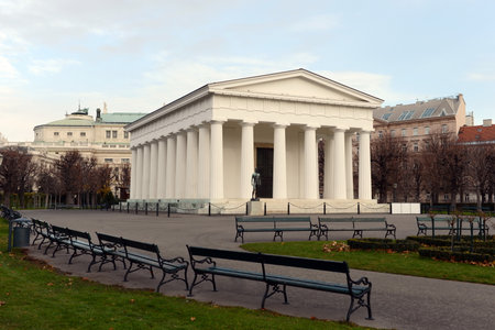 Neoclassical Theseus Temple, completed in 1821. This small-scale replica of the Temple of Hephaestus in Athens. Volksgarten. Viennaのeditorial素材