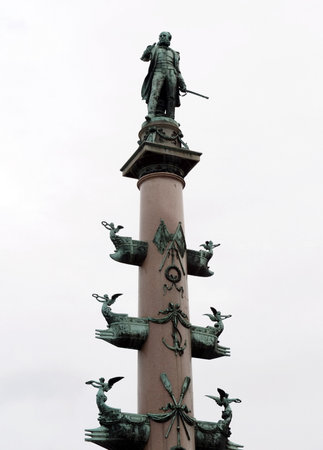 Monument of the Austrian Admiral Wilhelm von Tegethoff. One of the most prominent naval commanders of the XIX century. Known for his tactical innovations.のeditorial素材