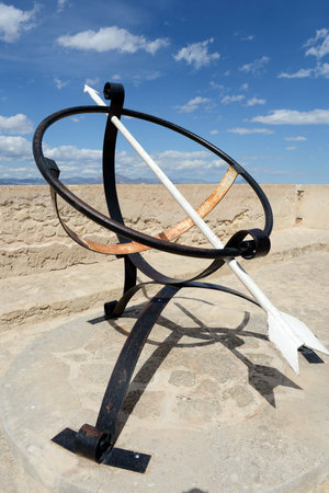 An ancient sundial in the fortress of Santa Barbara.のeditorial素材