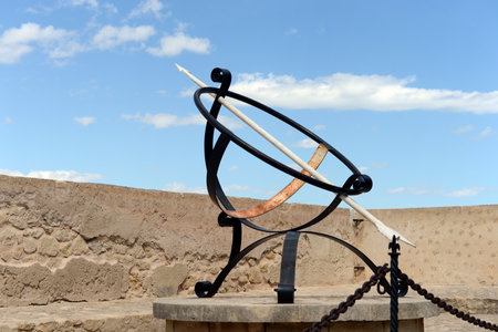 An ancient sundial in the fortress of Santa Barbara.のeditorial素材