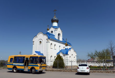 Temple of the Archangel Michael in the village of Romanovskaya, Rostov Region.のeditorial素材