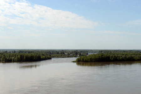 The Ob River is near the city of Barnaul.のeditorial素材