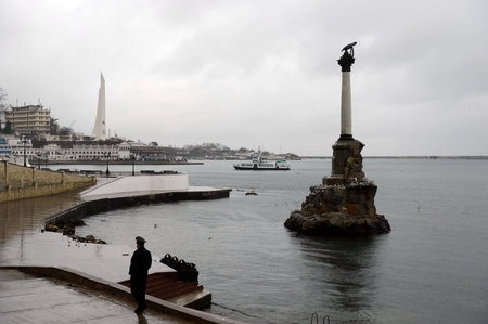 Monument to the flooded ships in the Sevastopol bay.のeditorial素材