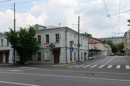 An old building on Bolshaya Ordynka street, house 45/8 (Residential building of the XIX century) in Moscow.のeditorial素材