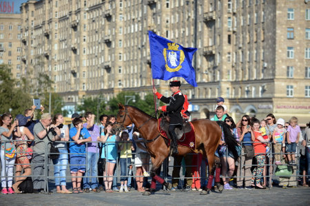 Demonstrative performance by the Kremlin Riding School on Poklonnaya Hill in honor of the Russian Flag holiday.のeditorial素材
