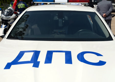 The car is a road police patrol.のeditorial素材