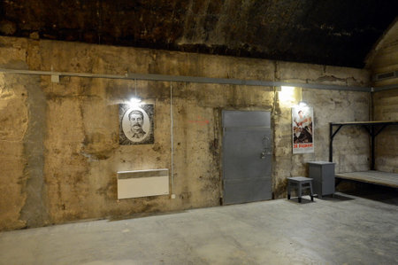 Sleeping room Armored Boat 35 coast battery. Museum Historical and Memorial Complex to Heroic Defenders of Sevastopol "35th coastal battery"のeditorial素材