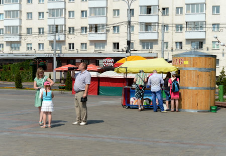 Sale of kvass in the Victory Square of Vitebsk.のeditorial素材