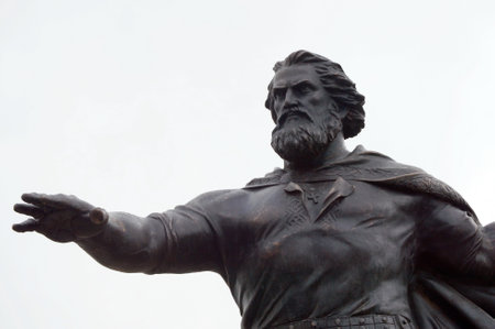 Monument to the Grand Duke of Moscow Ivan III in front of the administration building in Kaluga.のeditorial素材