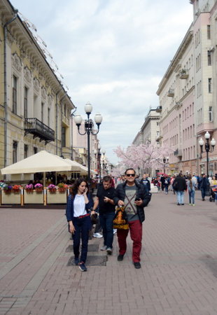 Pedestrian street Arbat in Moscow.のeditorial素材