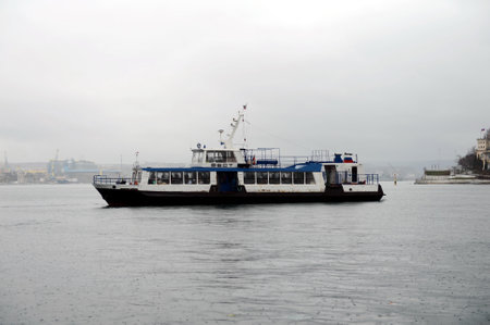 Passenger boat "West" in the bay of Sevastopol.のeditorial素材