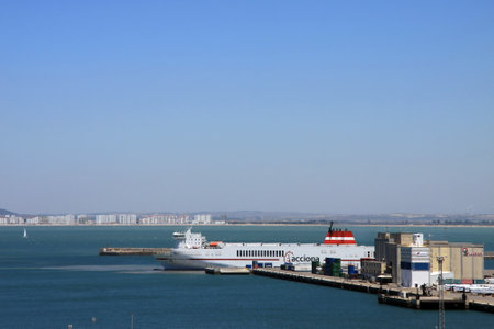 In the harbor of the Cadiz Gulf of the Atlantic Ocean.のeditorial素材