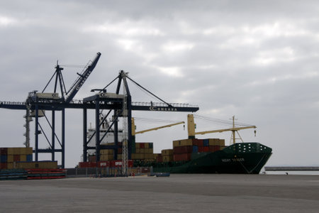 Container ship in seaport of Cadiz.