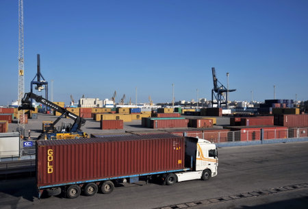 Container yard in the seaport of Cadiz.のeditorial素材