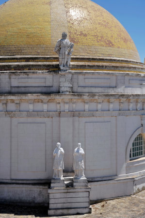 A fragment of the Cathedral of the Holy Cross in the old maritime city of Cadiz is considered one of the largest in Spain.のeditorial素材