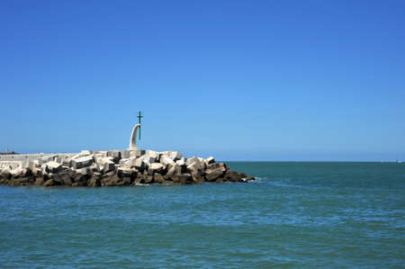 A pier in the sea bay of Cadiz.の写真素材