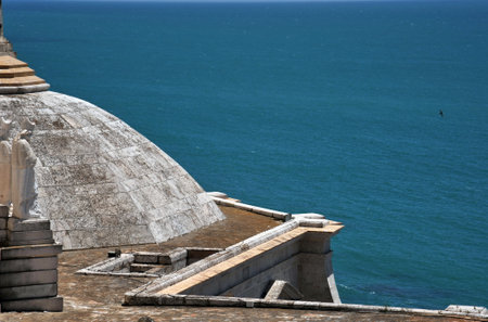A fragment of the Cathedral of the Holy Cross in the old maritime city of Cadiz is considered one of...