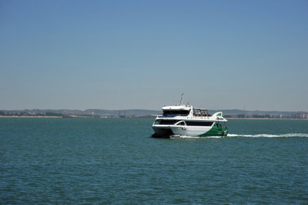 Ships in the harbor of the seizure of Cadiz on the shores of the Cadiz Bay of the Atlantic Ocean.のeditorial素材