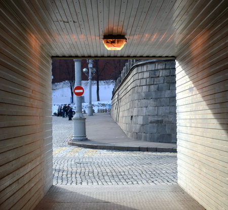 Transition to Vasilevsky Spusk in the center of Moscow.のeditorial素材