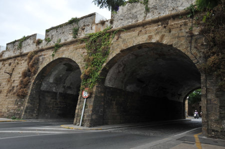 Ancient fortress walls of the Spanish maritime city of Cadiz.のeditorial素材