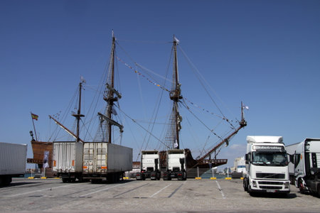 Trucks in the seaport of Cadiz.