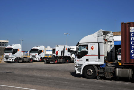 Trucks in the seaport of Cadiz.のeditorial素材
