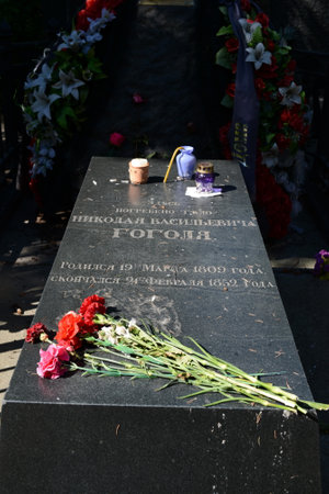 The grave of writer Nikolai Gogol at the Novodevichy Cemetery in Moscow.のeditorial素材