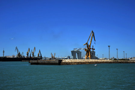 In the harbor of the Cadiz Gulf of the Atlantic Ocean.のeditorial素材