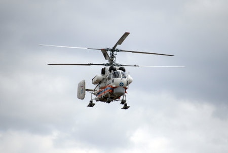Fire-rescue helicopter Ka-32A EMERCOM of Russia at the airfield Myachkovo.のeditorial素材