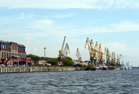 The Northern River Port at the Khimki Reservoir in Moscowのeditorial素材