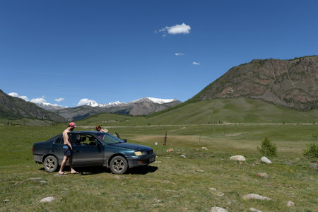 Abandoned Aktash hydroelectric station. Altai republicのeditorial素材