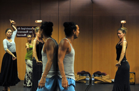 Flamenco teacher Miguel Vargas at the Flamenco art center "La Merced" in Cadiz.のeditorial素材