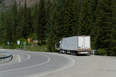 Truck on the road in the Altai Republic
