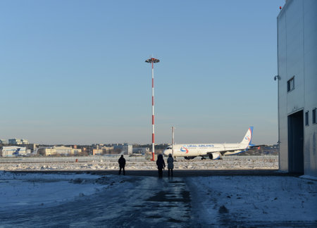 Airplane "Ural Airlines" at the international airport Zhukovskyのeditorial素材