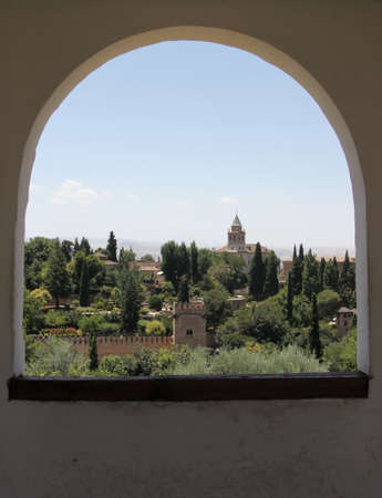 In the architectural and park complex of Alhambra in Granadaの写真素材