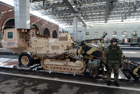 Captured from the Syrian terrorists self-propelled combat mine trawlのeditorial素材