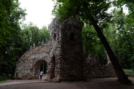 The old tower-ruin in the Moscow Tsaritsyn Museum-Reserveのeditorial素材