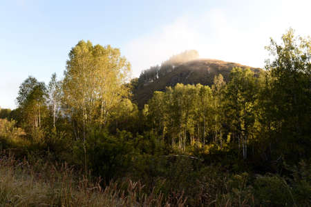 Early morning in the mountains of Altai Krai. Western siberia