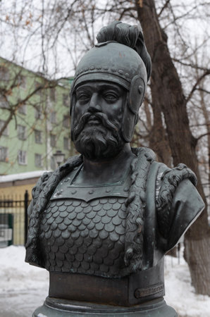 Bust of Grand Duke Oleg on the Avenue of the rulers of Russia in Moscow. Sculptor Zurab Tsereteliのeditorial素材