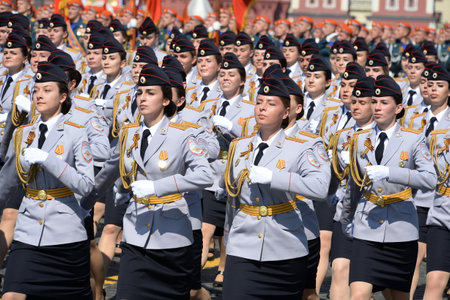 Female cadets of the Moscow University of the Ministry of internal Affairs of Russia at the dress...