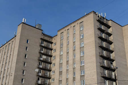 Multi-storey residential building on Komsomolskaya street in the city of Cherepovets. Vologda regionの写真素材