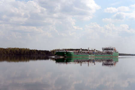 Oil tanker "VF Tanker-II" on the Sheksna River. Vologda regionの写真素材