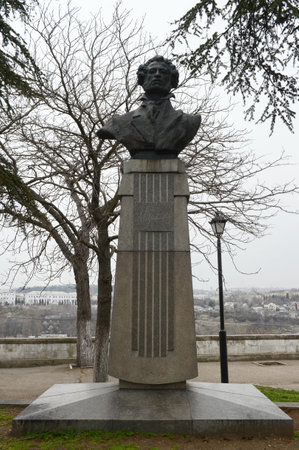 Monument to the poet Alexander Pushkin in the Park named after Buzin in the city of Sevastopolのeditorial素材