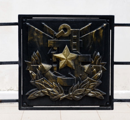 Fragment of a decorative lattice at the building of the Diorama "Assault on the Sapun Mountains May 7, 1944" in Sevastopolのeditorial素材