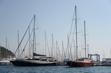 Traditional Turkish gulets in the Harbor of Marmarisのeditorial素材